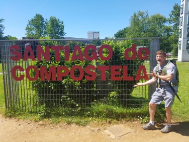 Entering the city limits of Santiago de Compostela